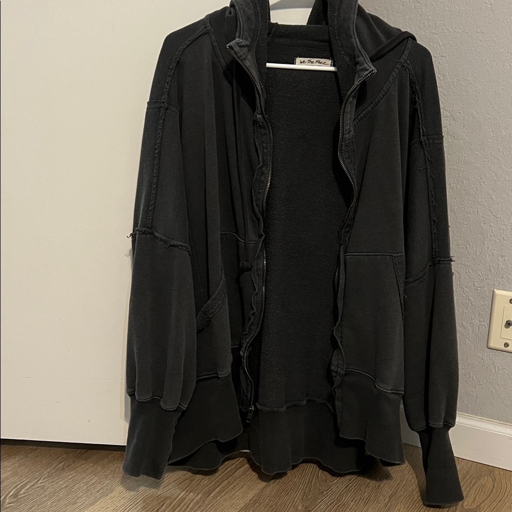 FREE PEOPLE Camden Hoodie Sweatshirt - Washed Black Sz XS
